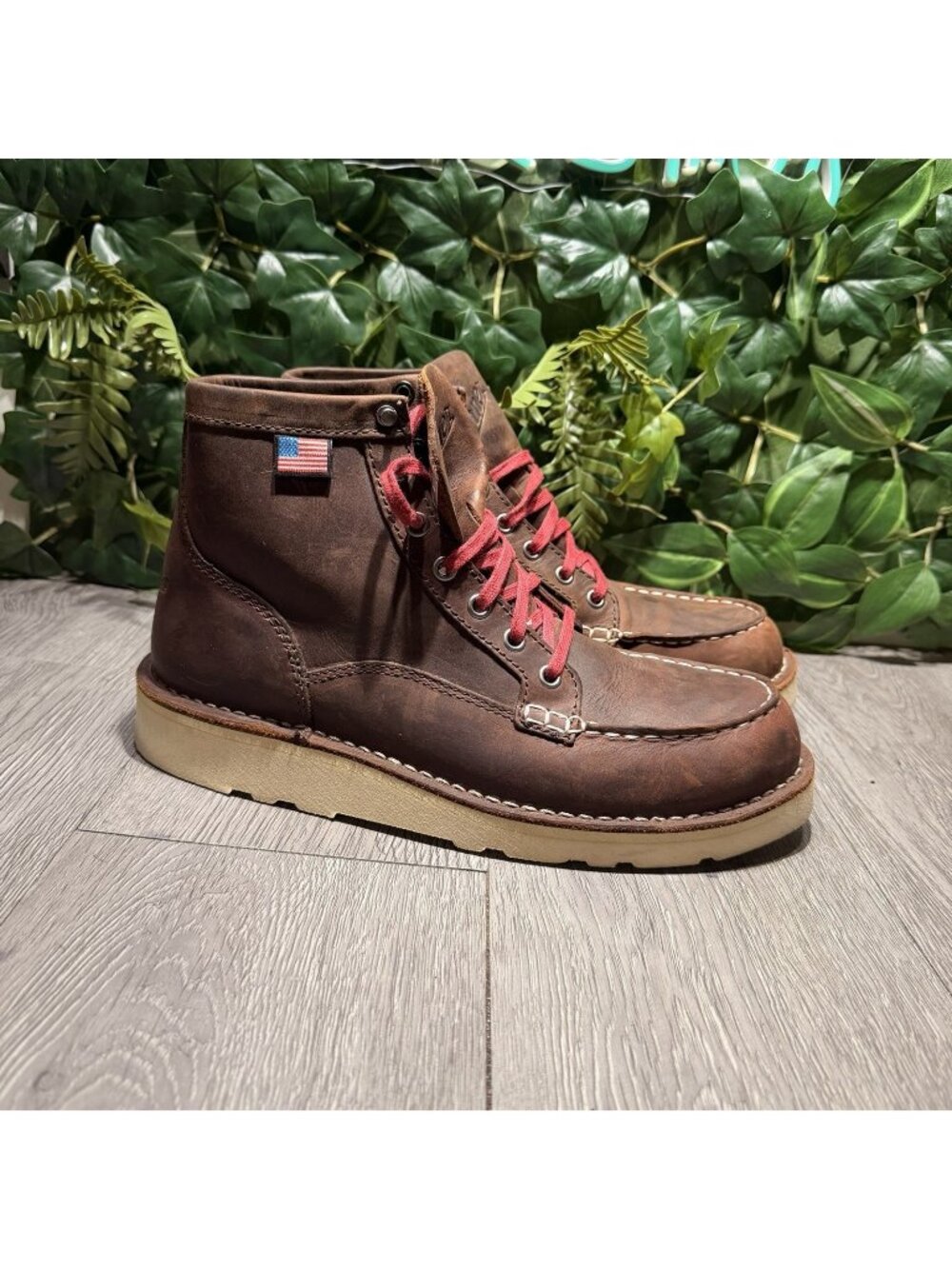 Danner Women's 6" Leather Bull Run Moc Soft Toe Work Boots Brown Size 9 40 Clean